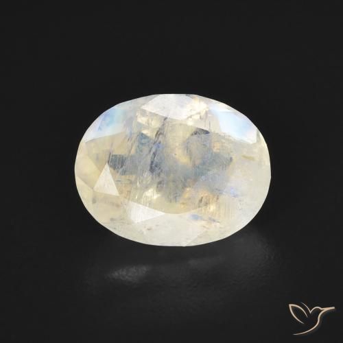 1.75ct Naturale Bianco bluastro Pietra di luna arcobaleno, Ovale, Trasparente