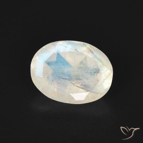 Pietra di luna arcobaleno Bianco bluastro naturale da 1.06 ct, Ovale, Trasparente