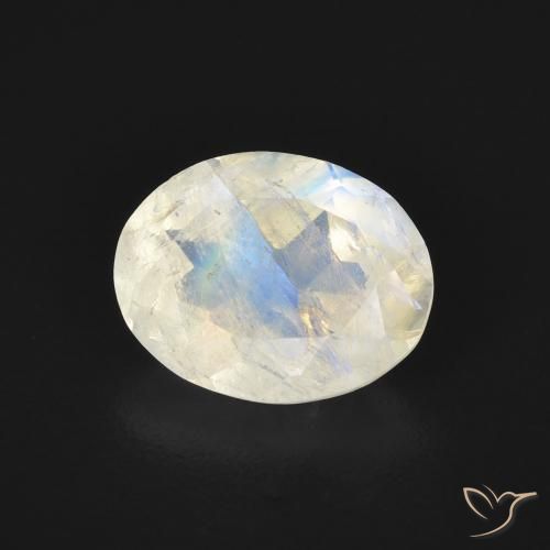 Pietra di luna arcobaleno Bianco bluastro naturale da 1.68 ct, Ovale, Trasparente
