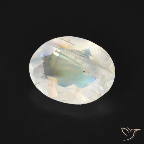 Pietra di luna arcobaleno Bianco bluastro naturale da 1.49 ct, Ovale, Trasparente