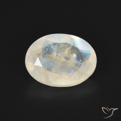 1.16ct Naturale Bianco bluastro Pietra di luna arcobaleno, Ovale, Trasparente