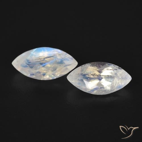 1.15ctw Naturale Bianco bluastro Pietra di luna arcobaleno, Taglio marquise, Trasparente