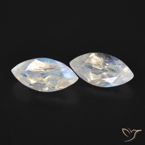 Gemme di Pietra di luna arcobaleno Bianco bluastro naturale da 1.15 ct, Taglio marquise, Trasparente