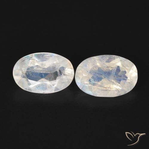 0.89ctw Naturale Bianco bluastro Pietra di luna arcobaleno, Ovale, Trasparente
