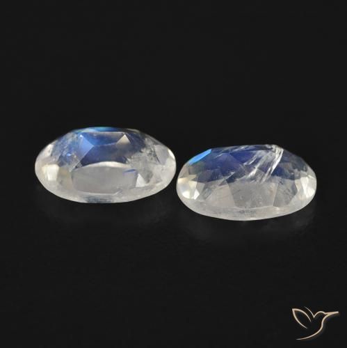 Gemme di Pietra di luna arcobaleno Bianco bluastro naturale da 0.79 ct, Ovale, Trasparente