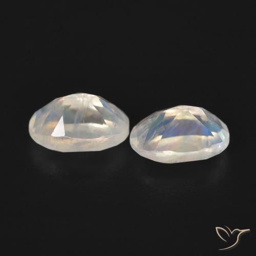 Gemme di Pietra di luna arcobaleno Bianco bluastro naturale da 1.09 ct, Ovale, Trasparente