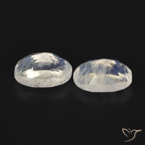Gemme di Pietra di luna arcobaleno Bianco bluastro naturale da 1.07 ct, Ovale, Trasparente