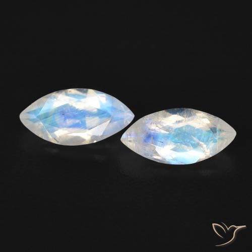 Gemme di Pietra di luna arcobaleno Bianco bluastro naturale da 0.97 ct, Taglio marquise, Trasparente