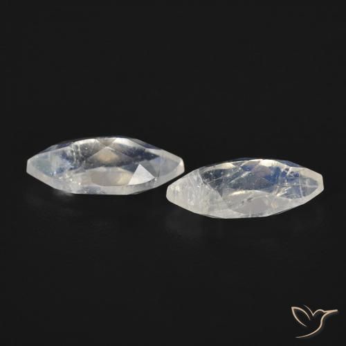Gemme di Pietra di luna arcobaleno Bianco bluastro naturale da 0.97 ct, Taglio marquise, Trasparente
