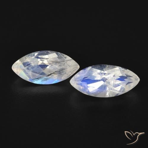 1.14ctw Naturale Bianco bluastro Pietra di luna arcobaleno, Taglio marquise, Trasparente