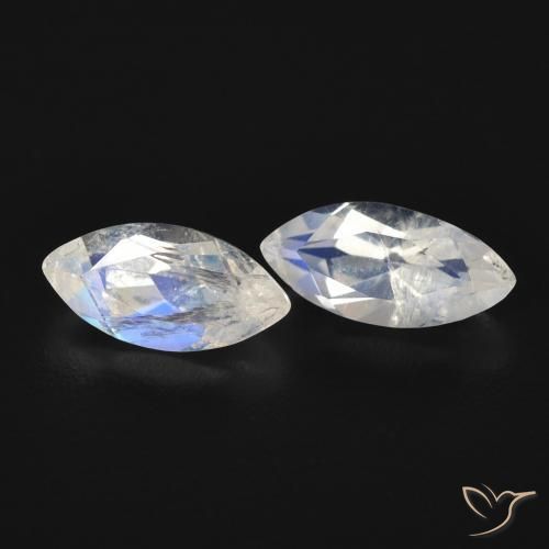 Gemme di Pietra di luna arcobaleno Bianco bluastro naturale da 1.14 ct, Taglio marquise, Trasparente