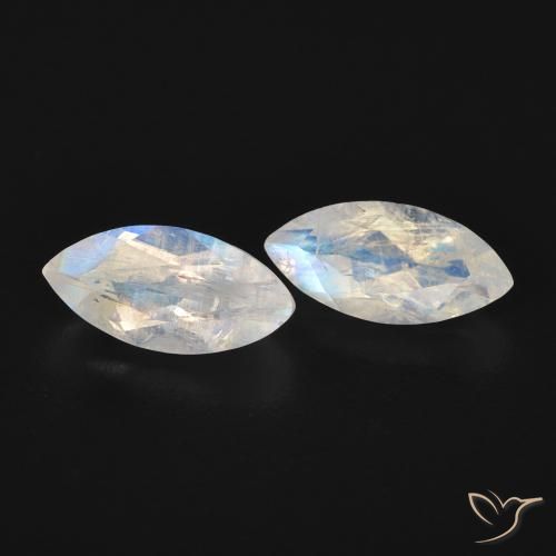 Gemme di Pietra di luna arcobaleno Bianco bluastro naturale da 1.18 ct, Taglio marquise, Trasparente
