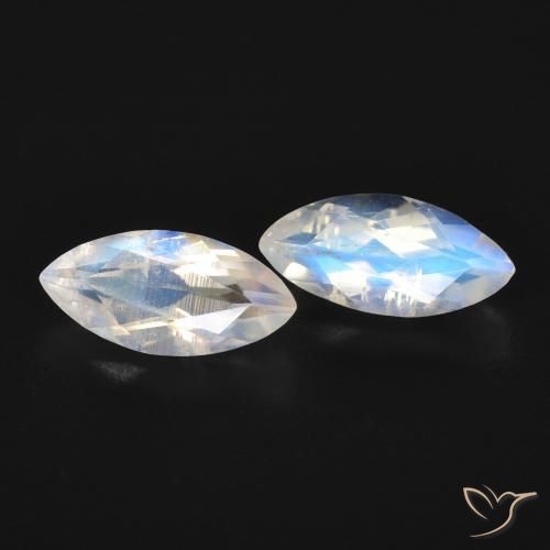 Gemme di Pietra di luna arcobaleno Bianco bluastro naturale da 1.07 ct, Taglio marquise, Trasparente