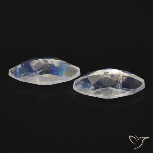 Gemme di Pietra di luna arcobaleno Bianco bluastro naturale da 1.07 ct, Taglio marquise, Trasparente