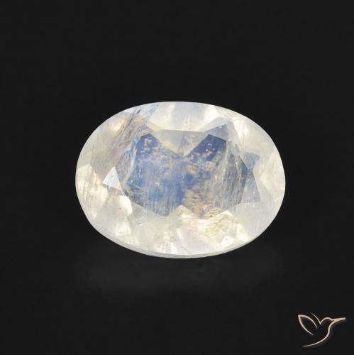 1.13ct Naturale Bianco bluastro Pietra di luna arcobaleno, Ovale, Trasparente