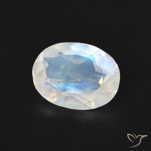 Pietra di luna arcobaleno Bianco bluastro naturale da 1.10 ct, Ovale, Trasparente