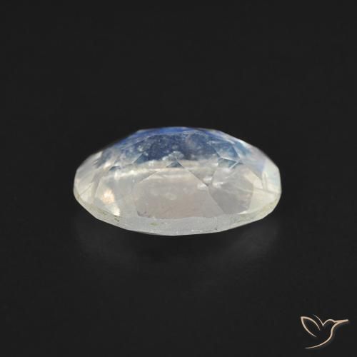 Pietra di luna arcobaleno Bianco bluastro naturale da 1.10 ct, Ovale, Trasparente