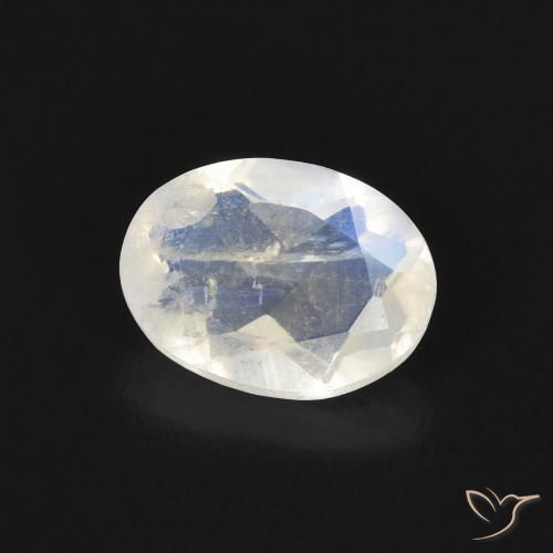 Pietra di luna arcobaleno Bianco bluastro naturale da 1.15 ct, Ovale, Trasparente