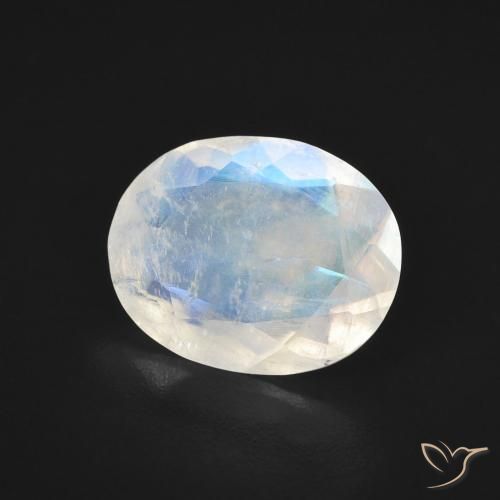 Pietra di luna arcobaleno Bianco bluastro naturale da 2.57 ct, Ovale, Trasparente