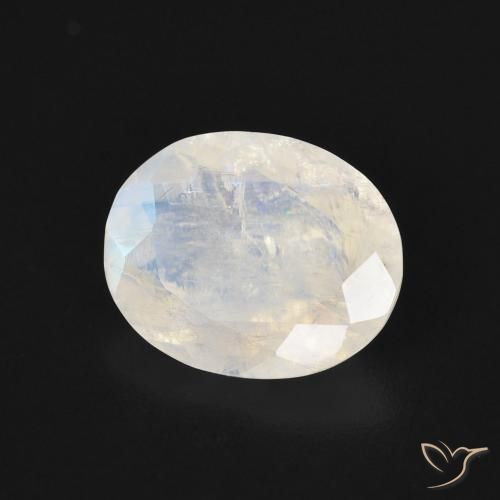 Pietra di luna arcobaleno Bianco bluastro naturale da 3.00 ct, Ovale, Trasparente