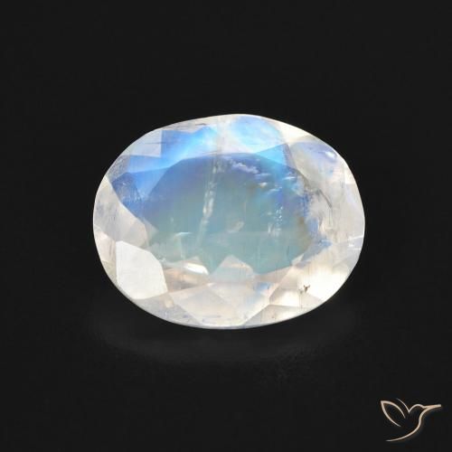 Pietra di luna arcobaleno naturale bianco da 2,54 ct, taglio ovale, trasparente