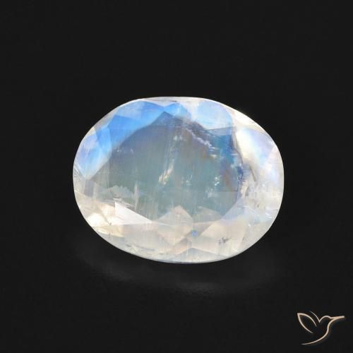 Pietra di luna arcobaleno naturale bianco da 2,54 ct, taglio ovale, trasparente
