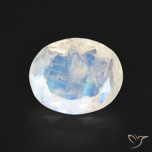 2.58ct Naturale Bianco bluastro Pietra di luna arcobaleno, Ovale, Trasparente