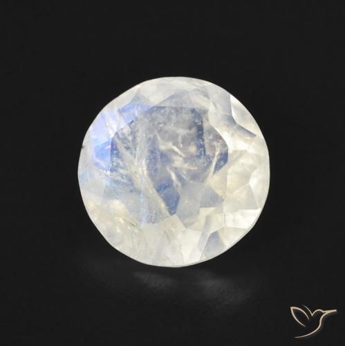 Pietra di luna arcobaleno Bianco bluastro naturale da 1.47 ct, Rotondo, Trasparente