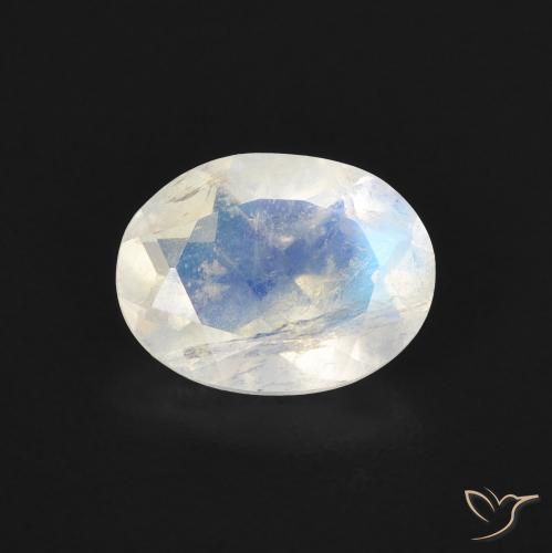 1.30ct Naturale Bianco bluastro Pietra di luna arcobaleno, Ovale, Trasparente