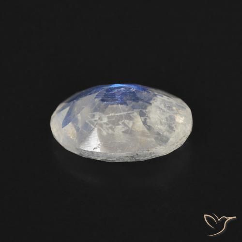 Pietra di luna arcobaleno Bianco bluastro naturale da 1.38 ct, Ovale, Trasparente