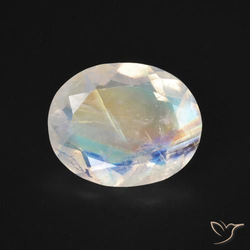 2.70ct Naturale Bianco bluastro Pietra di luna arcobaleno, Ovale, Trasparente