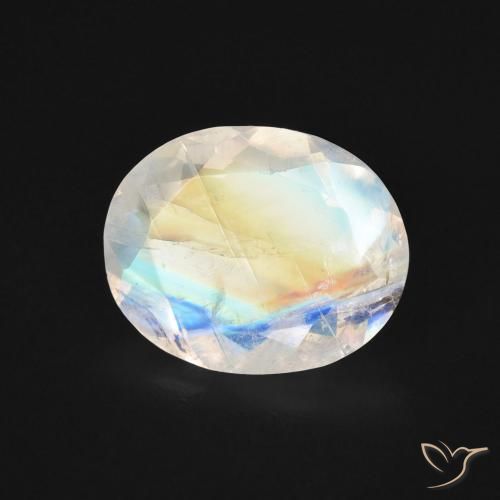 Pietra di luna arcobaleno Bianco bluastro naturale da 2.70 ct, Ovale, Trasparente