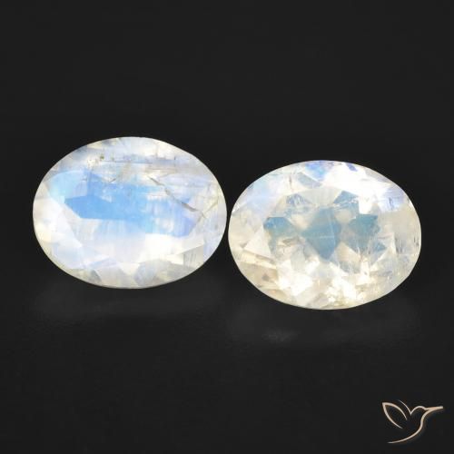 3.48ctw Naturale Bianco bluastro Pietra di luna arcobaleno, Ovale, Trasparente