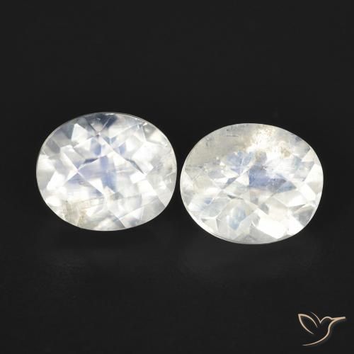 2.24ctw Naturale Bianco bluastro Pietra di luna arcobaleno, Ovale, Trasparente