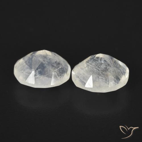 Gemme di Pietra di luna arcobaleno Bianco bluastro naturale da 2.16 ct, Ovale, Trasparente