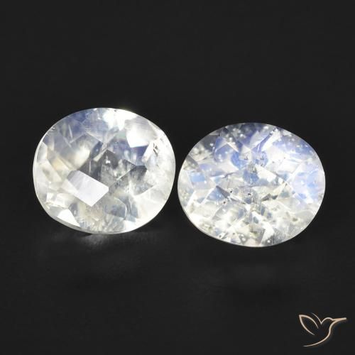 2.31ctw Naturale Bianco bluastro Pietra di luna arcobaleno, Ovale, Trasparente