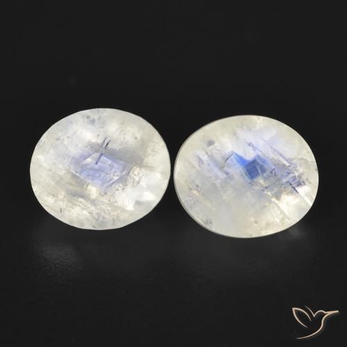 2.48ctw Naturale Bianco bluastro Pietra di luna arcobaleno, Ovale, Trasparente