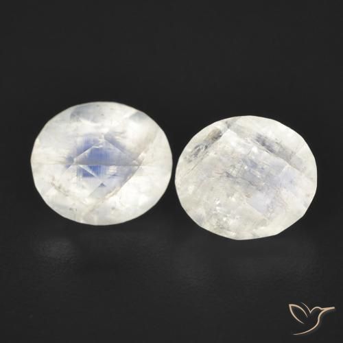 2.39ctw Naturale Bianco bluastro Pietra di luna arcobaleno, Ovale, Trasparente