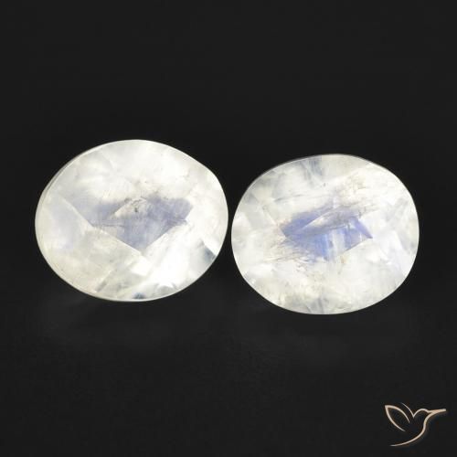 2.29ctw Naturale Bianco bluastro Pietra di luna arcobaleno, Ovale, Trasparente