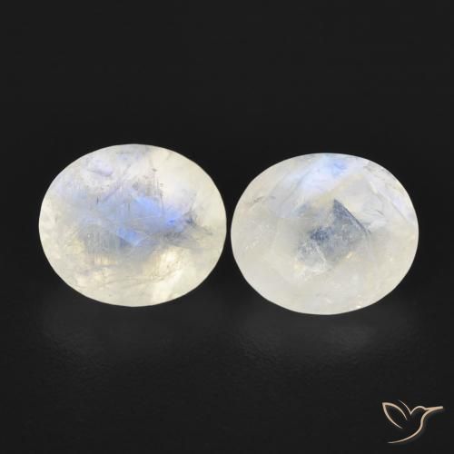 2.37ctw Naturale Bianco bluastro Pietra di luna arcobaleno, Ovale, Traslucido
