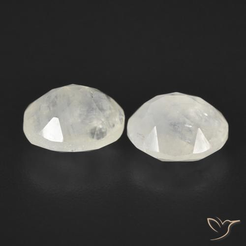 Gemme di Pietra di luna arcobaleno Bianco bluastro naturale da 2.37 ct, Ovale, Traslucido