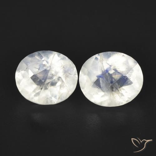 2.38ctw Naturale Bianco bluastro Pietra di luna arcobaleno, Ovale, Trasparente