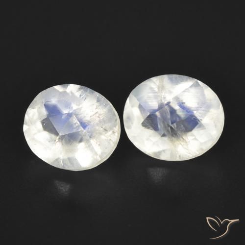Gemme di Pietra di luna arcobaleno Bianco bluastro naturale da 2.38 ct, Ovale, Trasparente