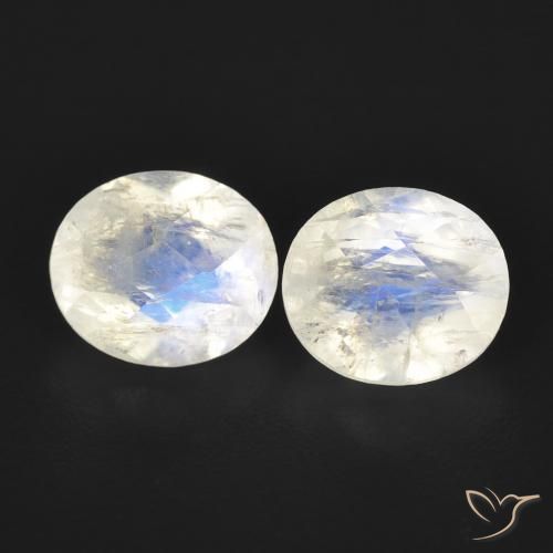 Gemme di Pietra di luna arcobaleno Bianco bluastro naturale da 2.46 ct, Ovale, Trasparente