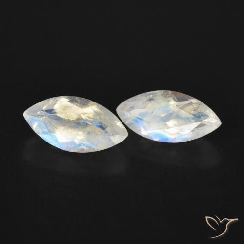 Gemme di Pietra di luna arcobaleno Bianco bluastro naturale da 1.15 ct, Taglio marquise, Trasparente