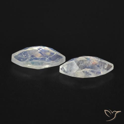 Gemme di Pietra di luna arcobaleno Bianco bluastro naturale da 1.15 ct, Taglio marquise, Trasparente