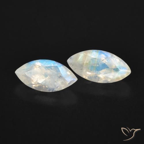 Gemme di Pietra di luna arcobaleno Bianco bluastro naturale da 1.24 ct, Taglio marquise, Trasparente