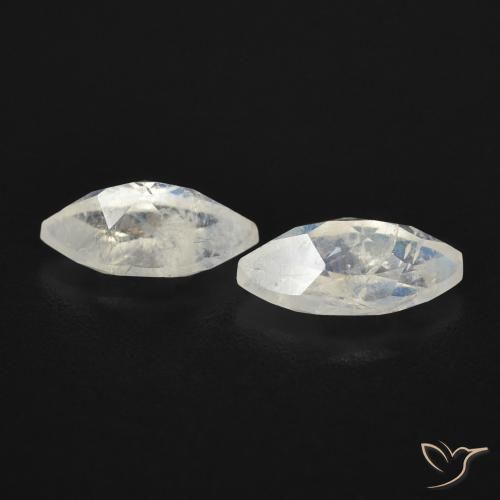 Gemme di Pietra di luna arcobaleno Bianco bluastro naturale da 1.24 ct, Taglio marquise, Trasparente