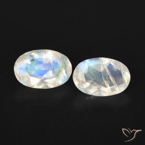 0.82ctw Naturale Bianco bluastro Pietra di luna arcobaleno, Taglio marquise, Trasparente