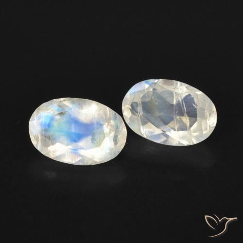 Gemme di Pietra di luna arcobaleno Bianco bluastro naturale da 0.82 ct, Taglio marquise, Trasparente
